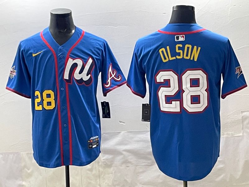 Men 2025 Atlanta Braves 28 Olson Blue All star Nike MLB Jersey style 01